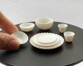 Miniatuur bord poppenhuis keukengerei schaal 1:6 schaal minibeker voor pop 8 stuks plastic keukenaccessoire voor poppenhuis in miniatuur