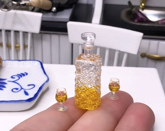 1 decantador de uísque em escala 12, garrafas de vinho em miniatura, bebidas alcoólicas para casa de bonecas