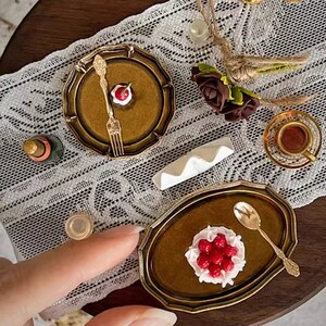 1/6 Silverware Set With Plates Dollhouse Kitchen Flatware Miniature ...