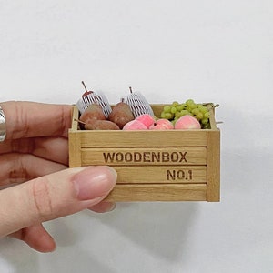 1:6 Scale Solid Wood Crate Dollhouse Organizer Bins Miniature Wooden Box