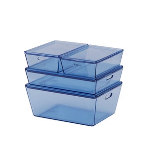 1/6 Scale Miniature storage box mini plastic containers with lids for dolls house decor set of 4