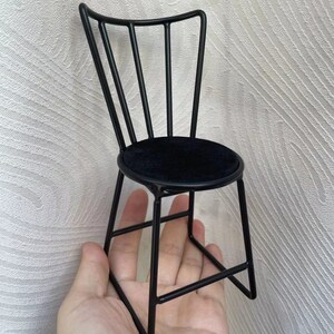 Dolls house modern furniture miniature metal table mini alloy chairs for dolls 1/6 scale furniture for Blythe dollhouse Black Chair