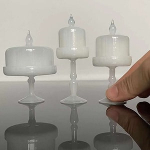 1/6 scale miniature glass pastry stand dollhouse kitchen decor accessory dolls house real white glass cake dessert stand with come