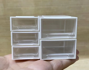 1:6 scale stackable organizer drawers miniature plastic drawer storager box dollhouse container organizer
