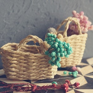 Dollhouse bamboo basket miniature storage basket for dolls house gardening