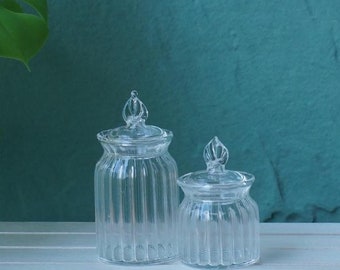 Miniature candy glass jars mini clear glass storage jars for dollhouse