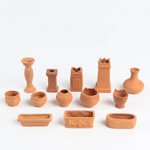 1:12 Miniature Clay Pot  Doll House  Gardening Accessory 1/6 Scale  Miniature Flower Planters Pot