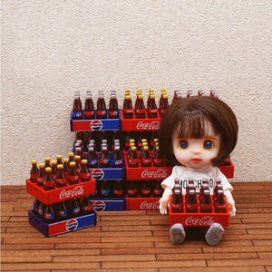 Doll House Miniature Coke Container a Dozen Coke Bottles Mini Model ...