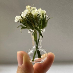 Miniature real glass vase dollhouse clear vase for miniature flowers dollhouse glassware