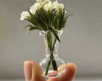 Miniature real glass vase dollhouse clear vase for miniature flowers dollhouse glassware