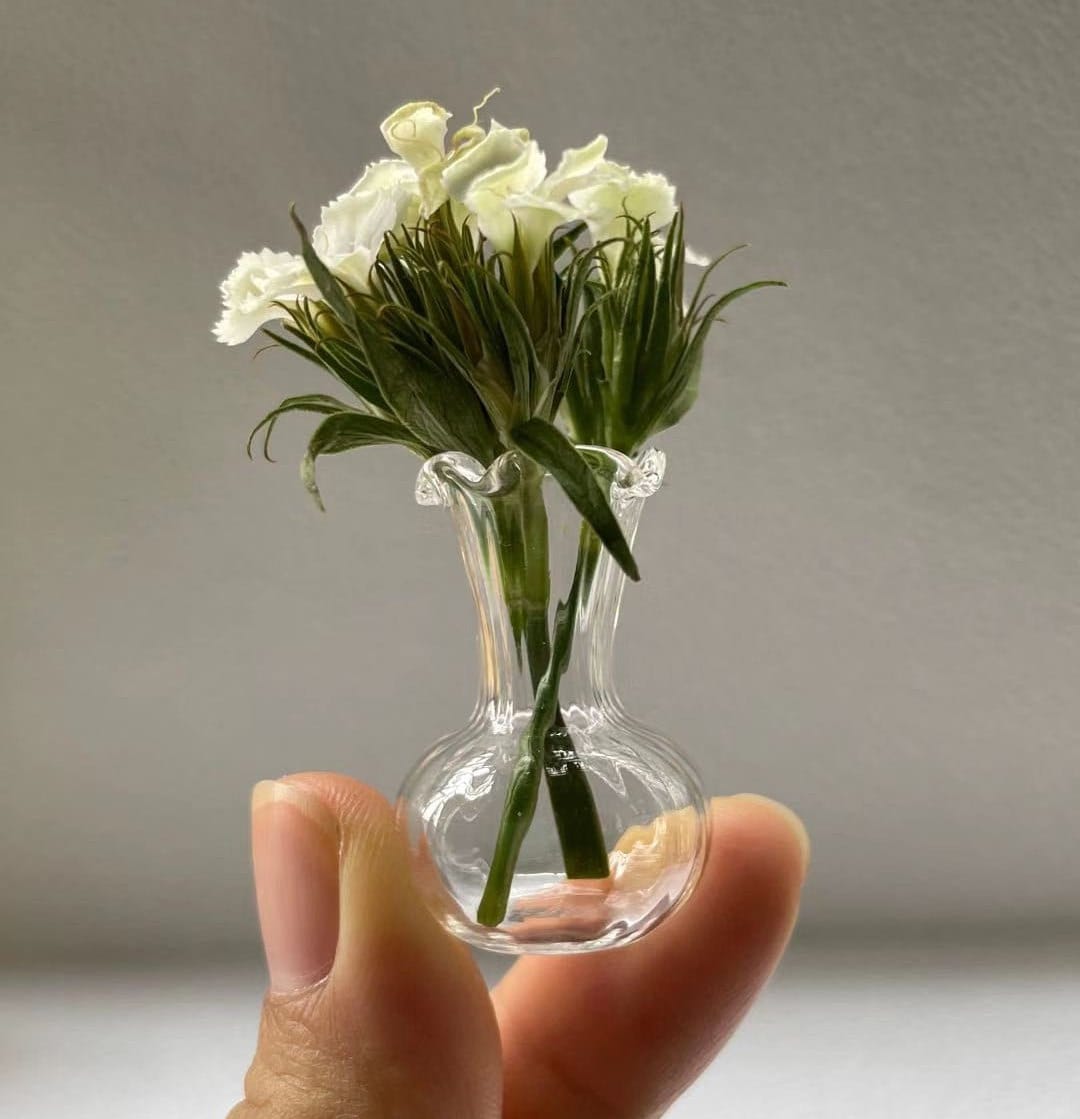 Miniature real glass vase dollhouse clear vase for miniature flowers dollhouse glassware