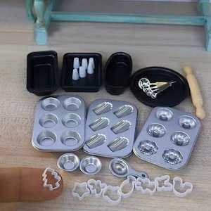 1:6 Scale Bakeware Miniature Cookie Pan Cookie Cutter Dollhouse Baker Tools Miniature Baker Pan