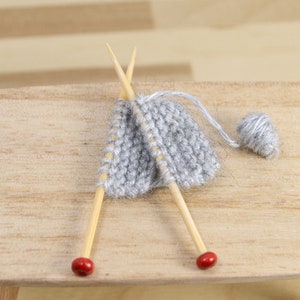 Miniature knit in progress dollhouse miniature knitting dollhouse decor accessory Gray