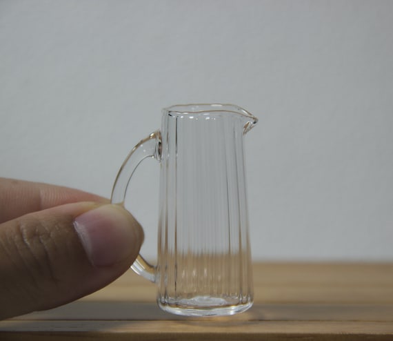 Dollhouse Miniature Clear Glass Pitcher With Handle - 1:12 Scale For Dollhouse Accessories