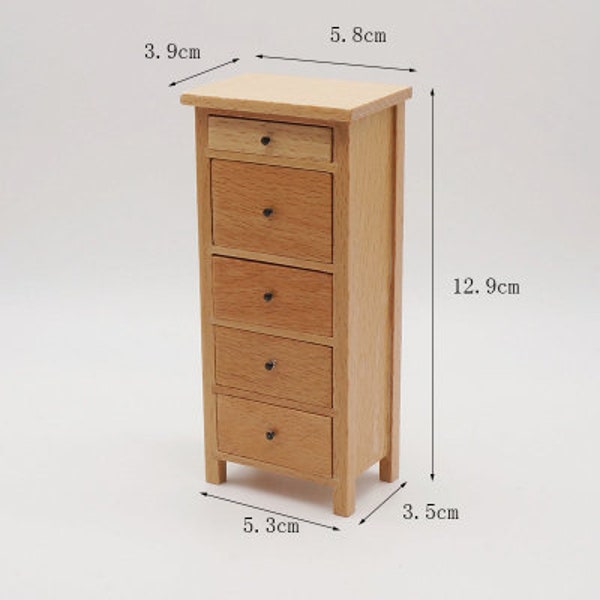 1:12th scale furniture dollhouse miniature wooden chest of drawers mini modern furniture for dolls house