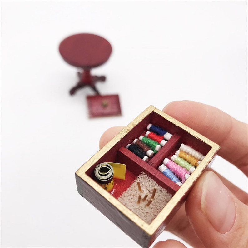 Dollhouse Miniature Sewing Box Set Miniature Work Box 1/12 Etsy
