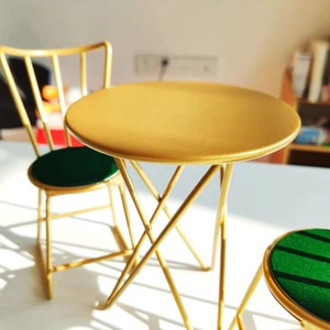 Dolls house modern furniture miniature metal table mini alloy chairs for dolls 1/6 scale furniture for Blythe dollhouse image 2