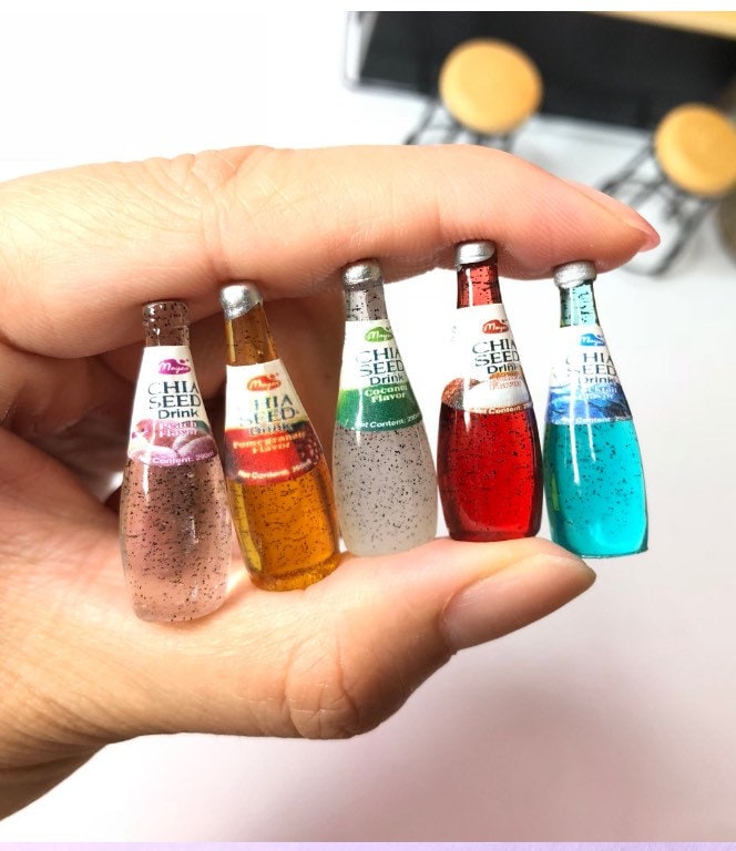Dollhouse Miniature Chia Seeds Drink Bottles Artificial Drinks