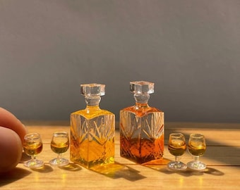 ensemble de carafe à whisky miniature à l’échelle 1/12ème bouteilles de vin mini liqueur dure boisson alcoolisée pour maison de poupées