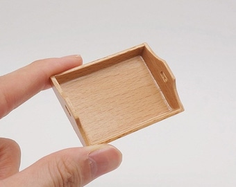 Miniature wooden tray 1/12 scale mini food serving tray dollhouse kitchen