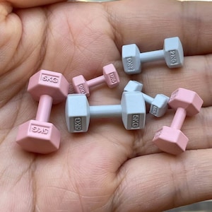 Miniature Dumbbel Doll Gym Decor Miniature Metal Hand Weight  for Dolls