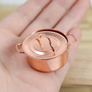 dollhouse miniature cooking pot 1:12th scale alloy pan mini metal cookware for dollhouse kitchen