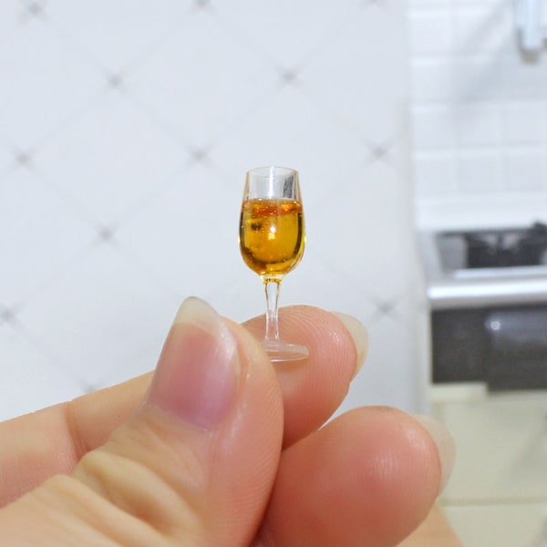 Miniature Champagne Glasses Filled Dollhouse  Drinks 1:12th Scale Miniature Beverage for Dolls