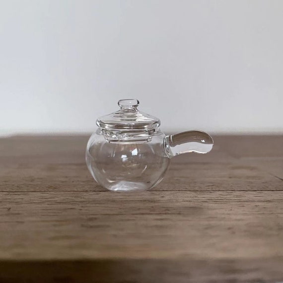 1:6 Miniature Glass Teapot Dollhouse Clear Tea Pot Doll Kitchen Appliance 