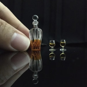 Miniature whiskey set dollhouse wine bottles 1 12th scale miniature spirits bottles set of 3 dolls house hard liquor alcoholic beverage