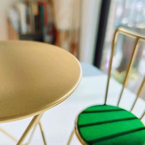 Dolls house modern furniture miniature metal table mini alloy chairs for dolls 1/6 scale furniture for Blythe dollhouse image 3