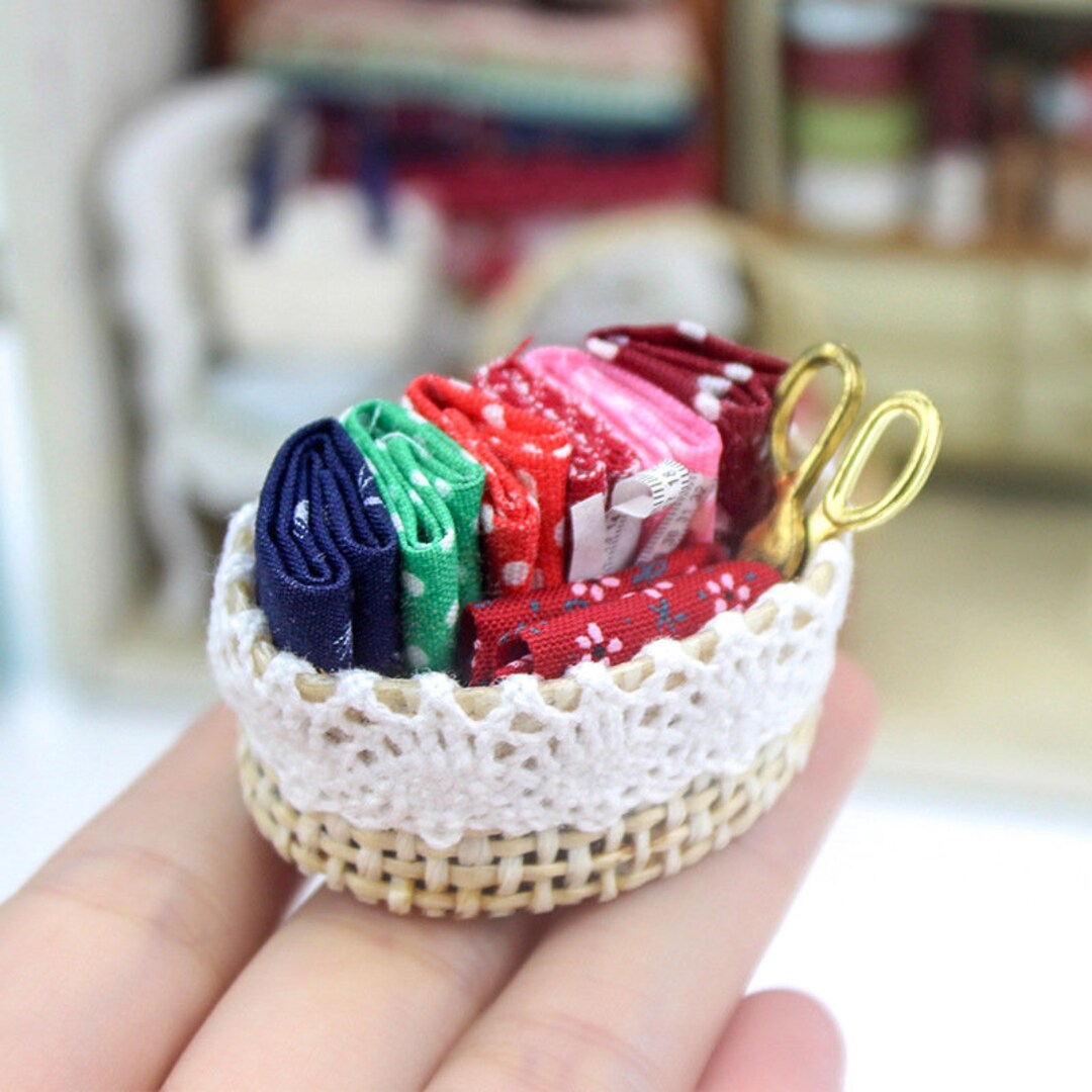 Dollhouse Miniature Sewing Kit - 1:12 Scale Simulation Sewing Basket For Dollhouse Decoration Accessories - View #4