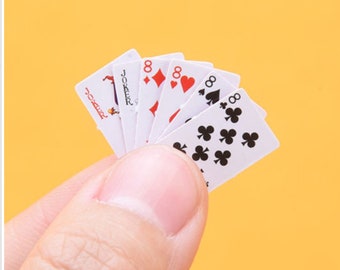 Cartes à jouer de poker miniatures pour maison de poupée Artisan miniature pour maison de poupée Accessoires de photographie jeux de poupée