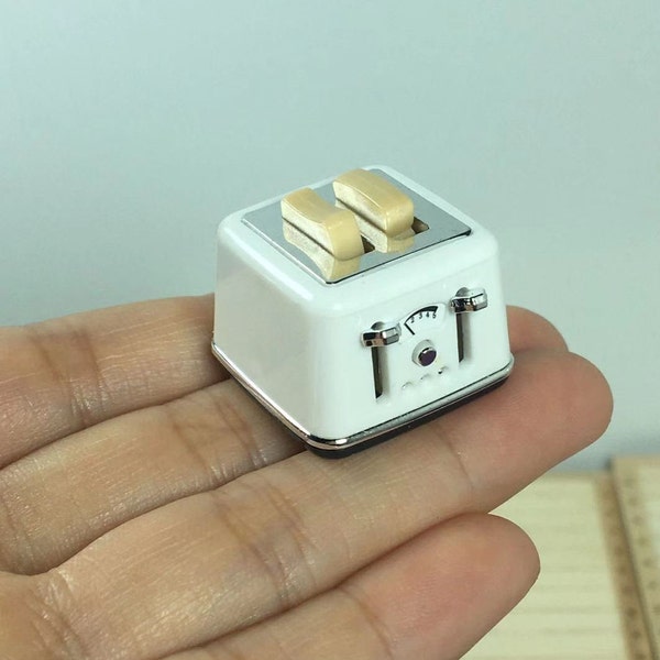 Poppenhuis miniatuur broodrooster mini moderne witbrood machine voor poppenhuis 1:12 kookgerei fantasiespel speelgoed