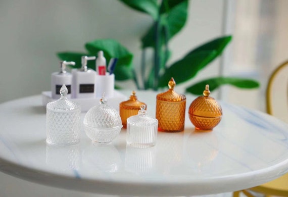 Maison de poupée miniature pot à bonbons en verre véritable pots d