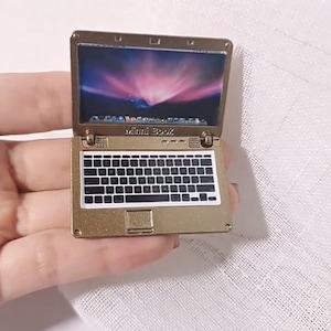 Miniature laptop Dollhouse computer 1:12 Scale office decor accessory