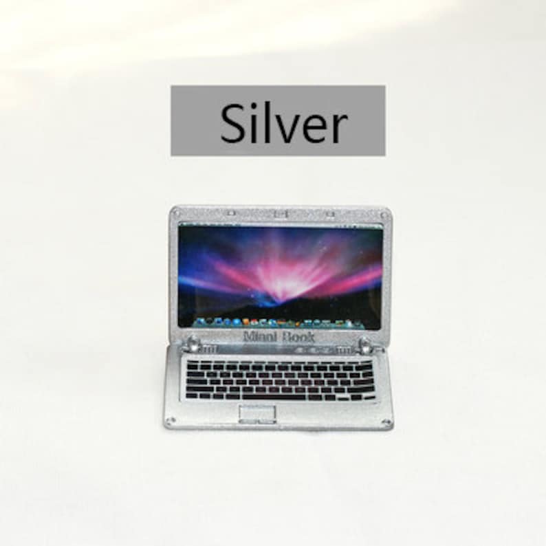 Mini Computor Decor Miniature Laptop Dollhouse Computer 1:12 Scale Office Decor Accessory ...