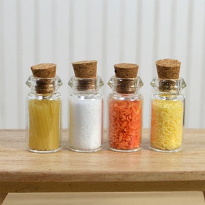 1/12th scale spice jar set dollhouse kitchen container mniature spaghetti seasoning glass jar set of 4