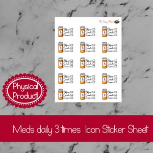 Meds 3 mal pro Tag Icon Sticker Blatt