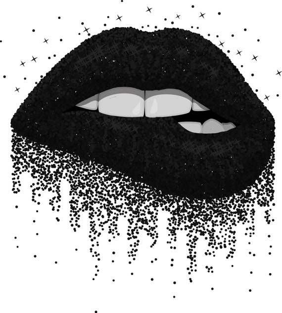 Black Glitter Lips PNG Sublimation Graphics Black Glitter Etsy