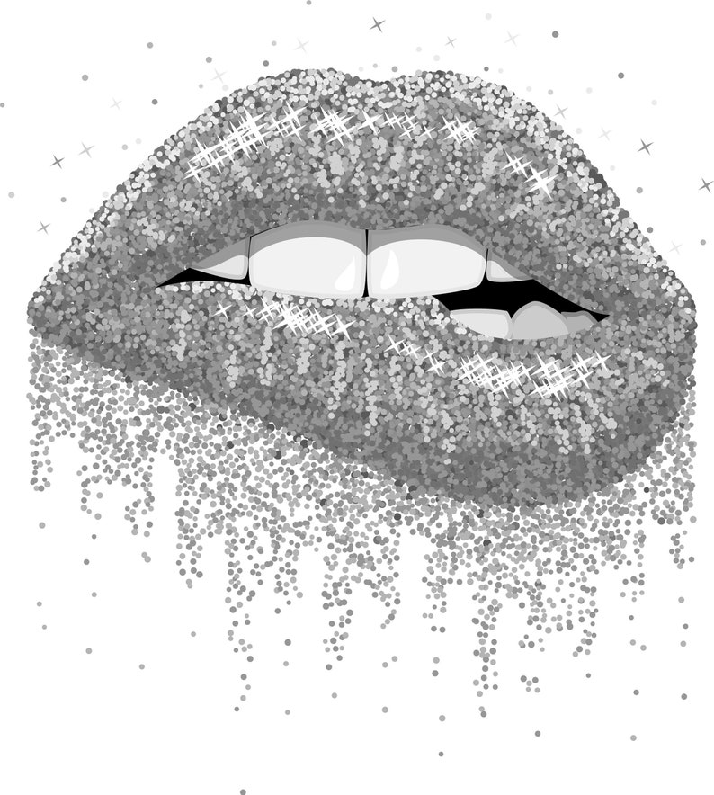 Silver Glitter Lips PNG, Sublimation Graphics, Silver Glitter Lips PNG, PNG Lip Art, Glitter
