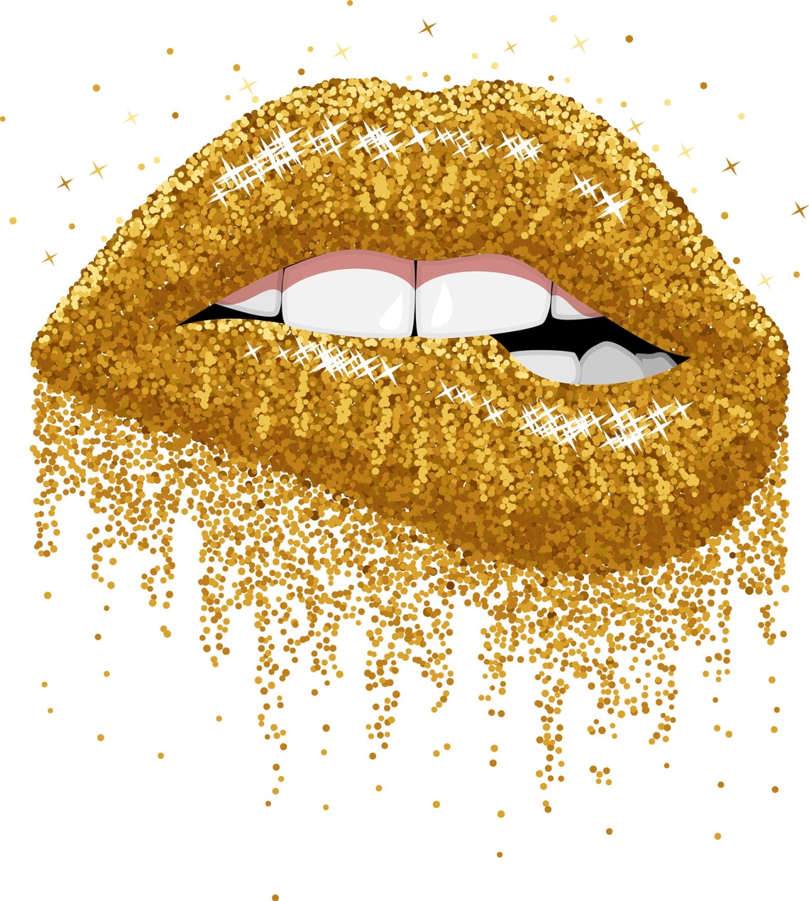 Gold Glitter Lips PNG, Sublimation Graphics, Golden Glitter Lips PNG