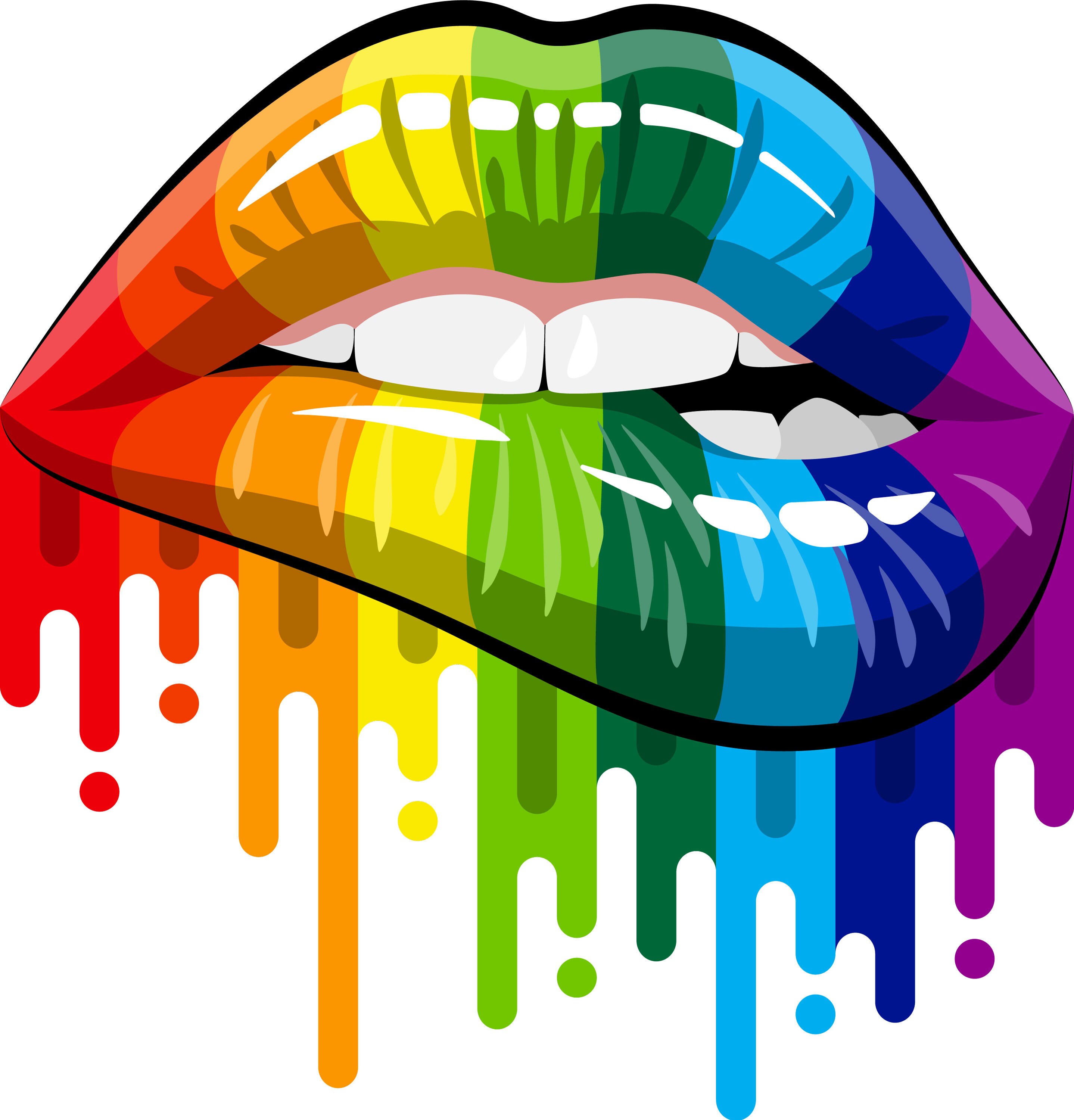 Rainbow Drip Lips PNG, Sublimation Graphics, Rainbow Lips PNG, PNG Lip
