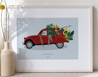 NEVER WITHOUT my PLANTS - Affiche plante A3/A4 - illustration végétale, botanique, plants, décoration, art, print, poster, jungle paper