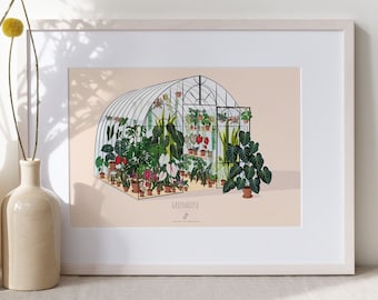 GREENHOUSE - Affiche plante A3/A4 - illustration végétale, botanique, serre plante d'intérieur, décoration, art, print, poster, jungle paper