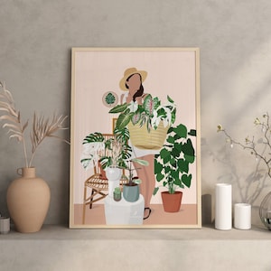 PLANT LADY, Chez Flora - A3/A4 plant poster - Poster, plant illustration, botany, plants, decoration, art, boho, vintage, jungle