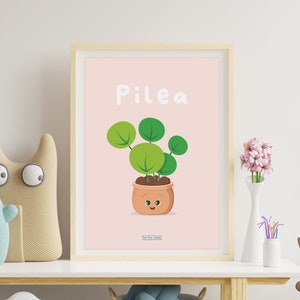 PILEA-KINDERPOSTER - Babyzimmer, Wanddekoration, Pflanzenillustration, Montessori, pädagogisches Poster, Kunst, Druck, Dschungelpapier