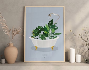 SHOWER TIME - Affiche plante A3/A4 - illustration végétale, botanique, plants, décoration, art, print, poster, jungle paper, boho, vintage