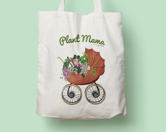 Tote bag PLANT MAMA - Tote bag personnalisé plant addict, sac shopping, sac courses, sac personnalisé, sac cabas, plantes, Jungle Paper