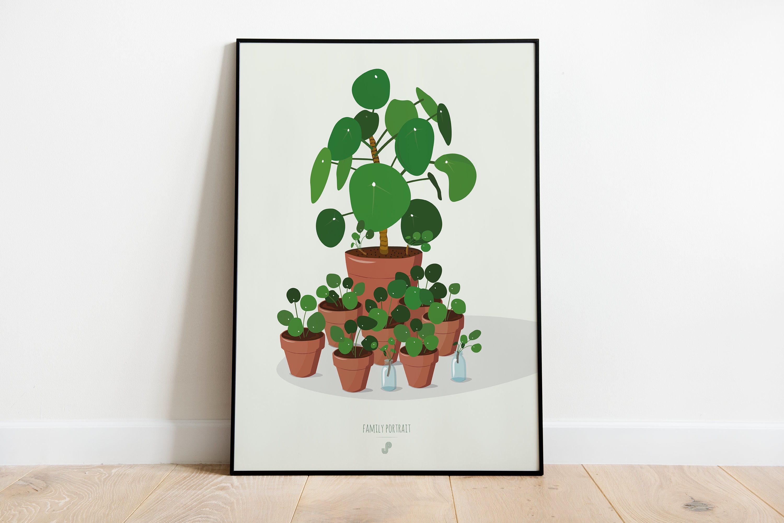 Pilea Family Portrait - Affiche Plante A3/A4 Illustration Végétale, Botanique, Pilea, Plants, Décora