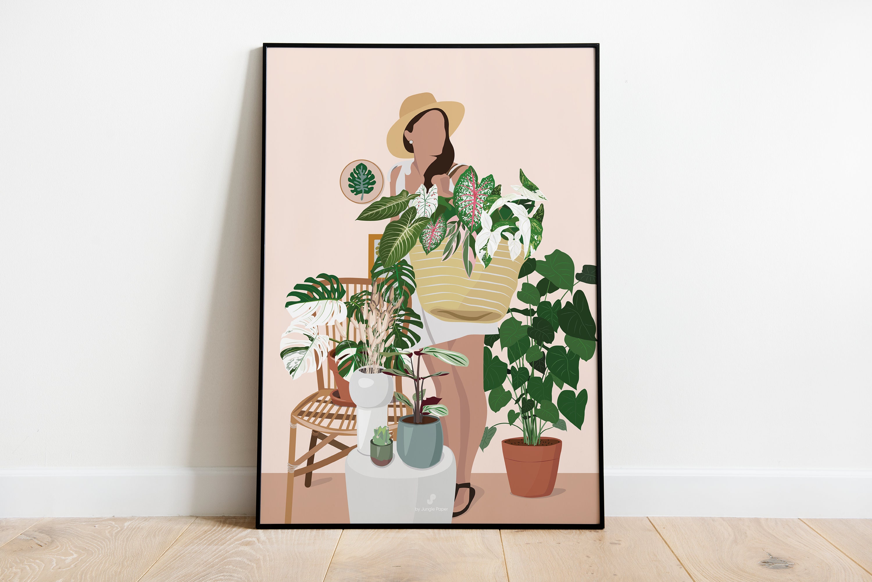 Plant Lady, Chez Flora - Affiche Plante A3/A4 Poster, Illustration Végétale, Botanique, Plantes, Déc